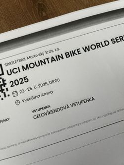 Víkendová vstupenka na SP v XC v Novém městě na Moravě - 23.-25.5.2025