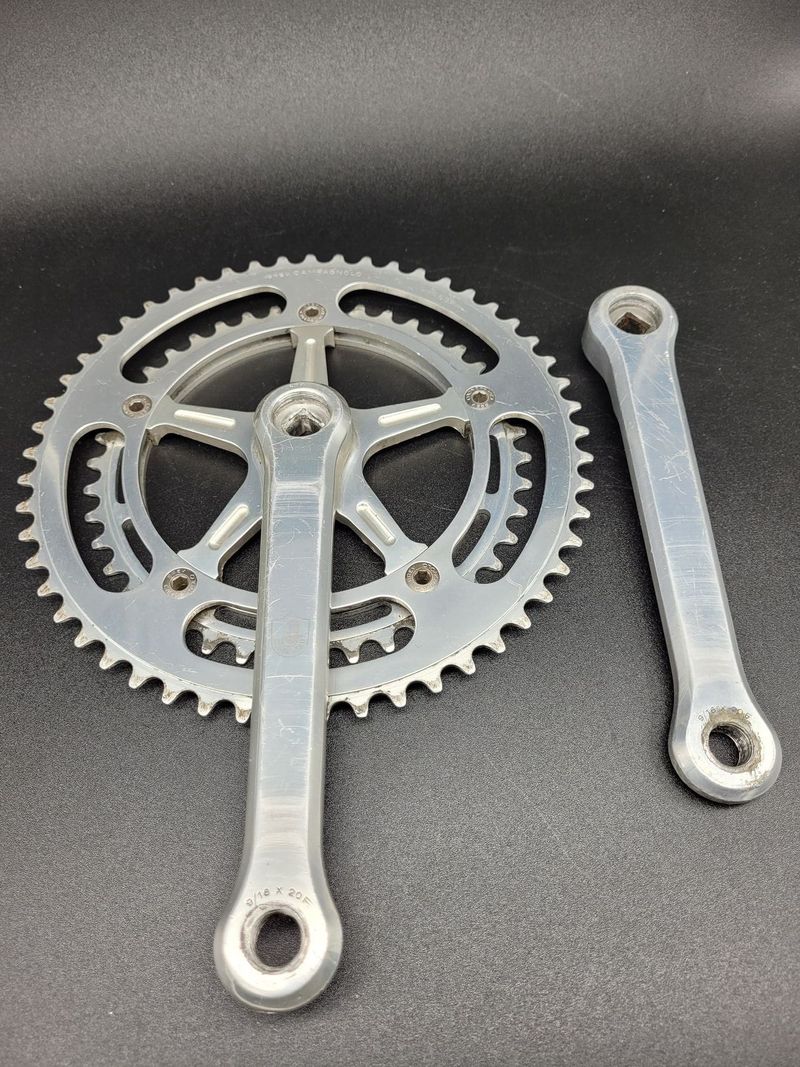 Kliky Campagnolo Super Record No Fluted, 1987, délka 172.5mm, převodníky 53/42