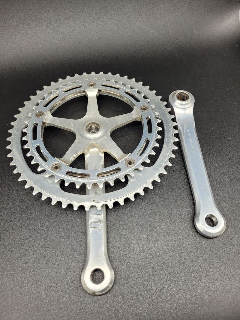 Kliky Campagnolo Super Record No Fluted, 1987, délka 172.5mm, převodníky 53/42