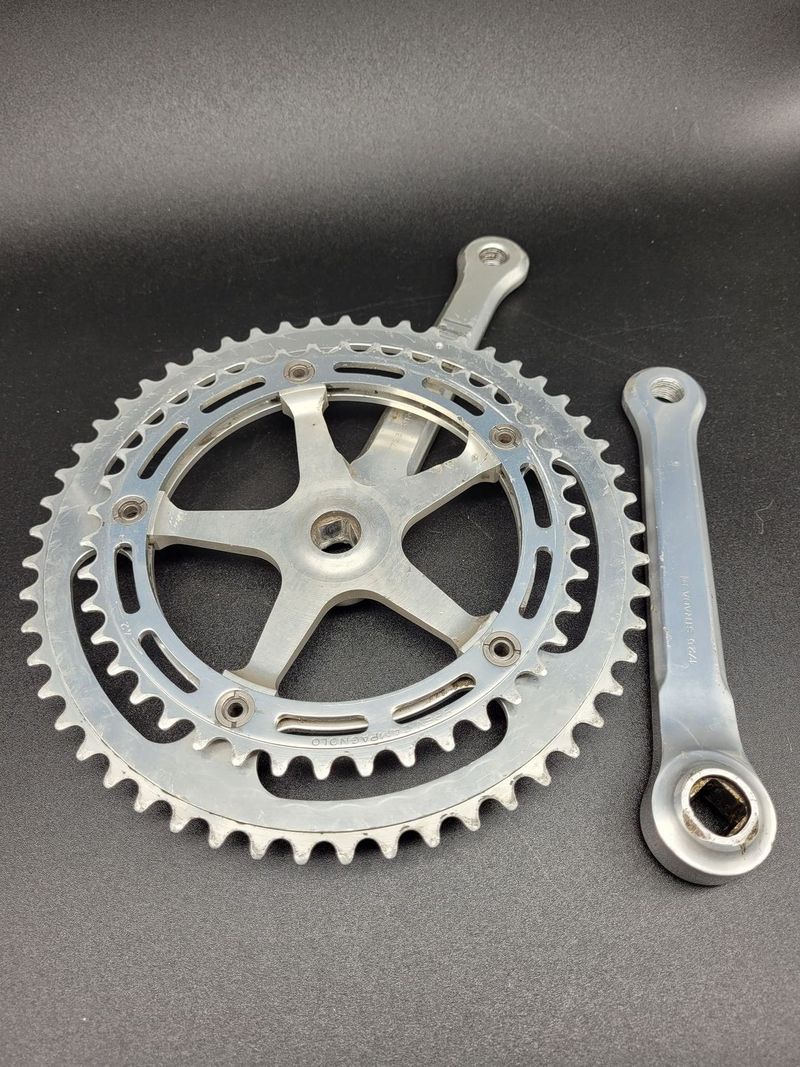 Kliky Campagnolo Super Record No Fluted, 1987, délka 172.5mm, převodníky 53/42