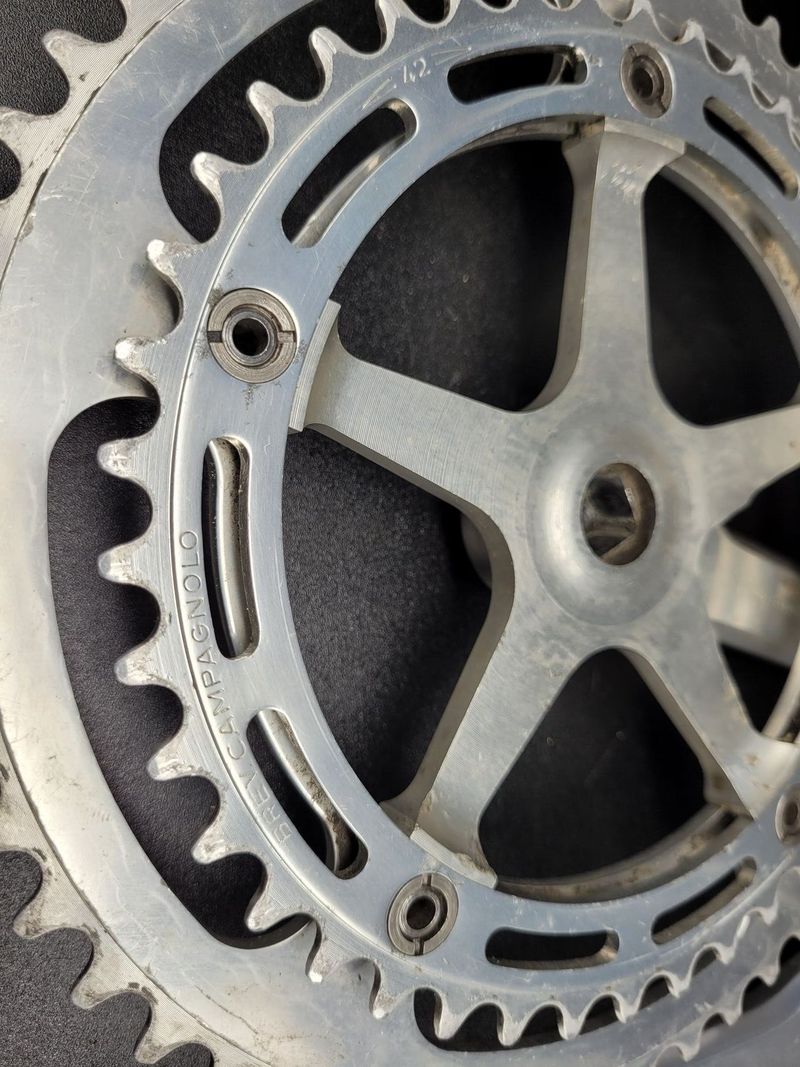 Kliky Campagnolo Super Record No Fluted, 1987, délka 172.5mm, převodníky 53/42