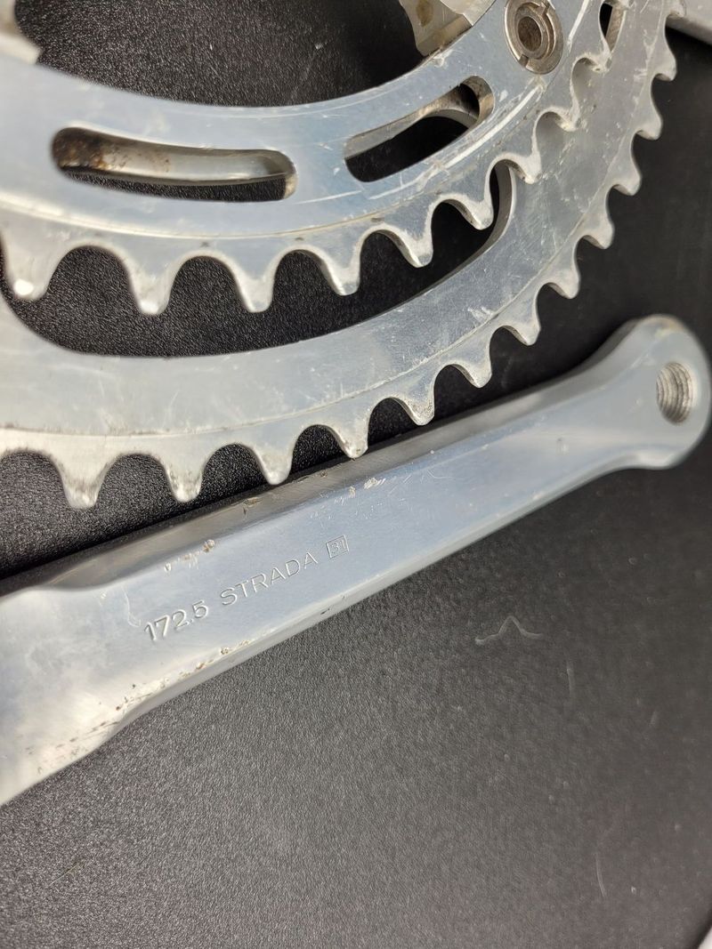 Kliky Campagnolo Super Record No Fluted, 1987, délka 172.5mm, převodníky 53/42