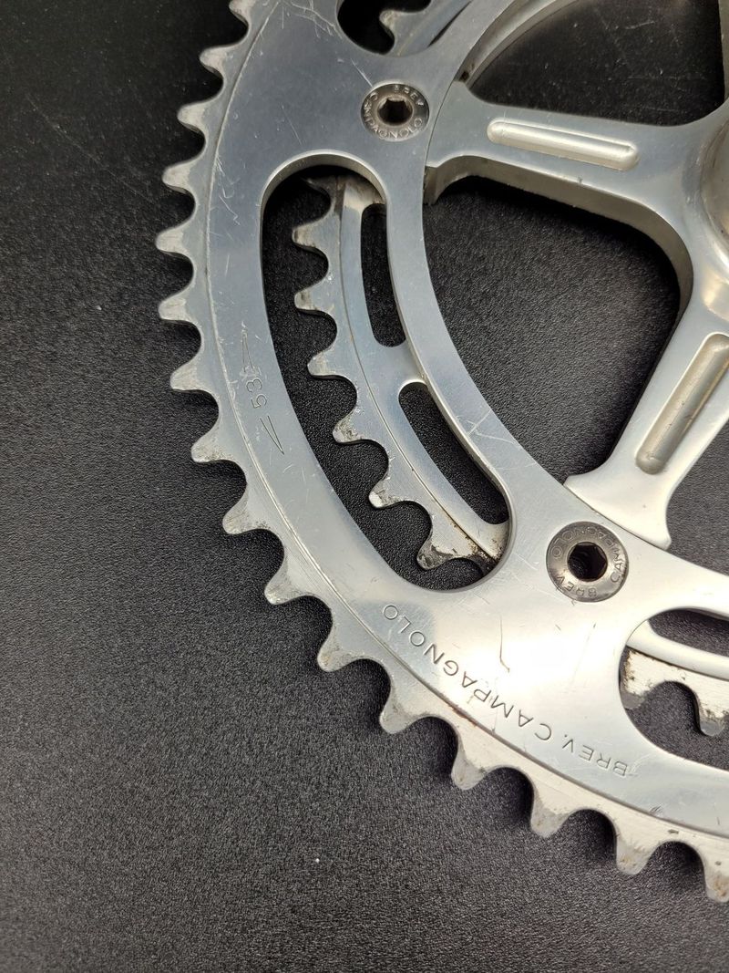Kliky Campagnolo Super Record No Fluted, 1987, délka 172.5mm, převodníky 53/42