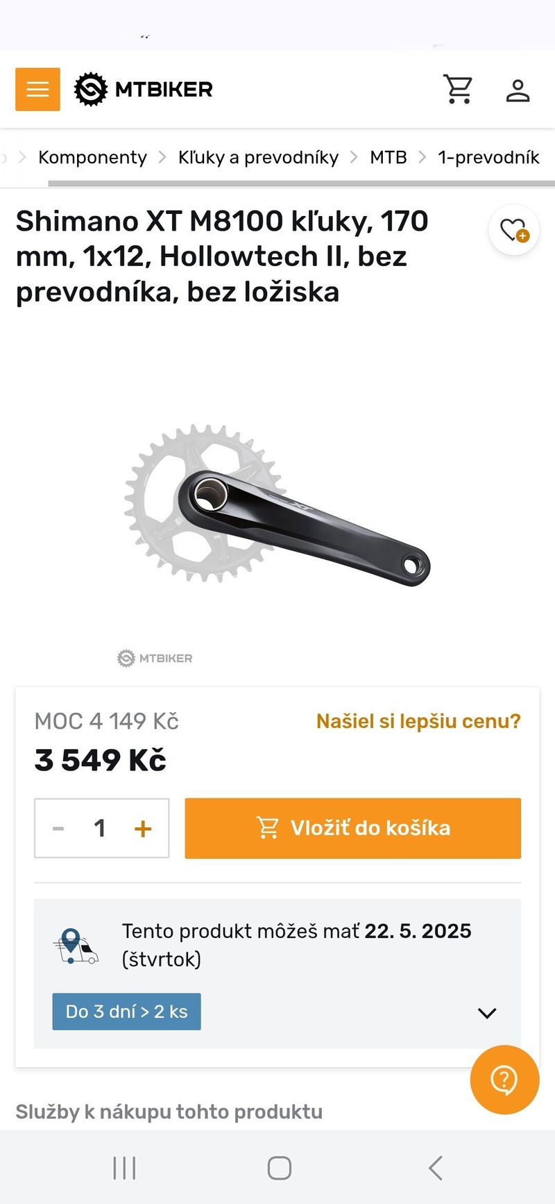 Nové Kľuky Shimano Deore XT Fc-M8100 170mm