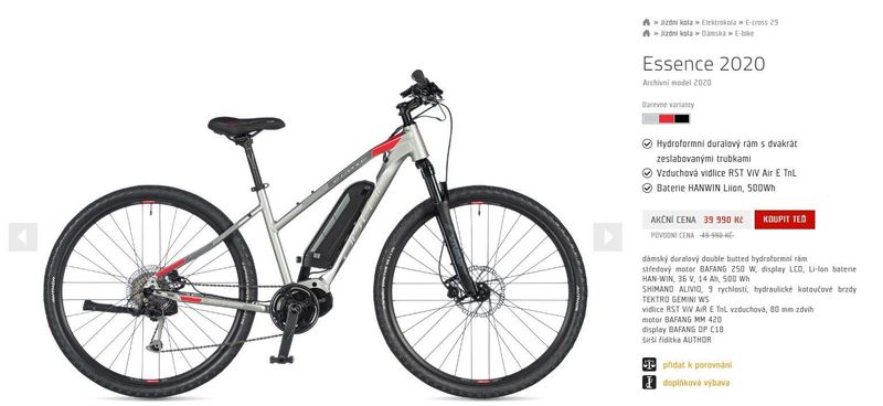Elektrokolo Author Essence, na 160–175 cm, baterie 500 Wh