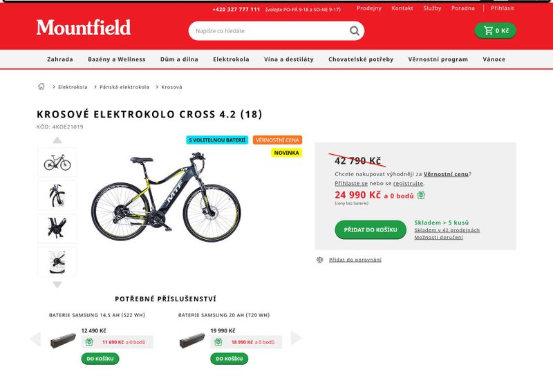 Elektrokolo MTF 4.2 s baterií Samsung 522 Wh, TOP STAV