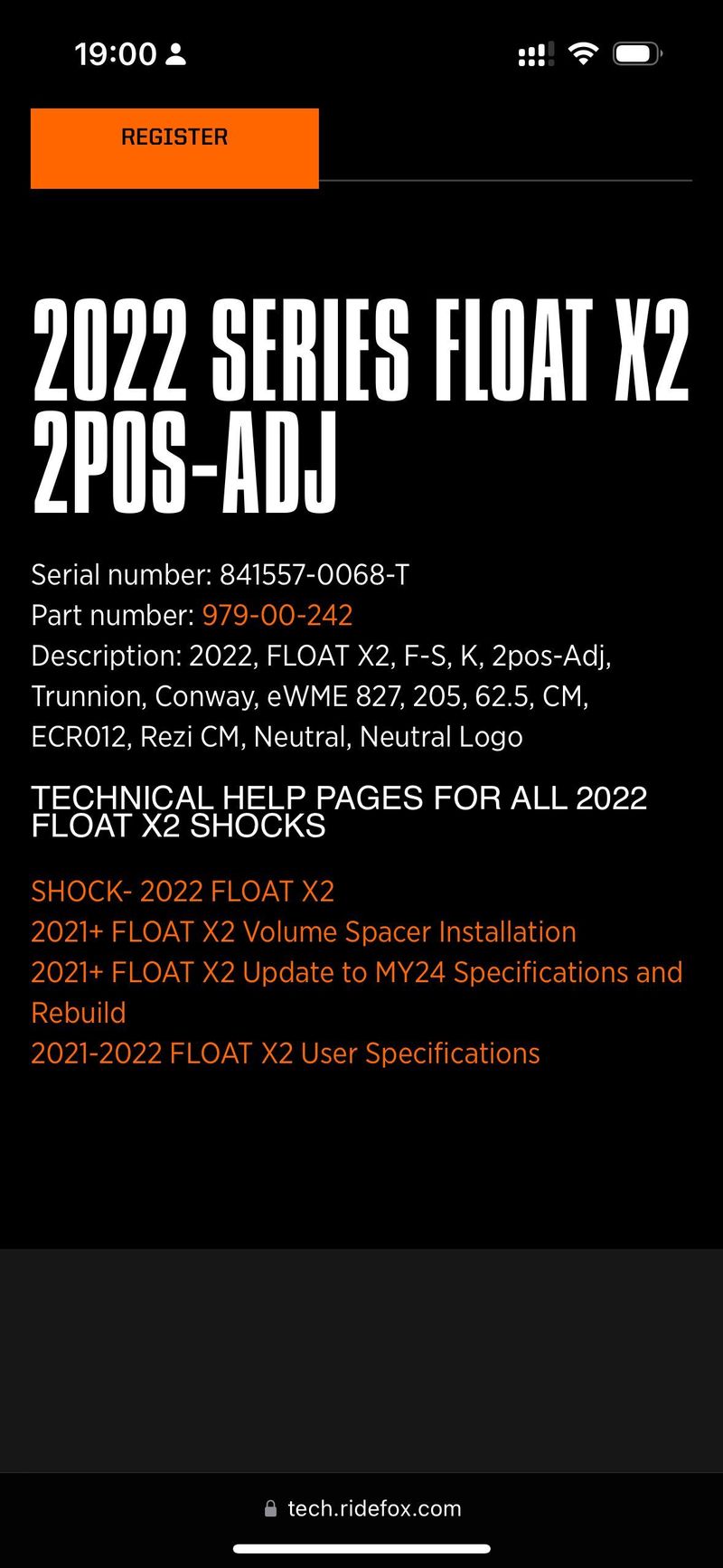 Fox Float X2 Factory 205x62.5 Trunion