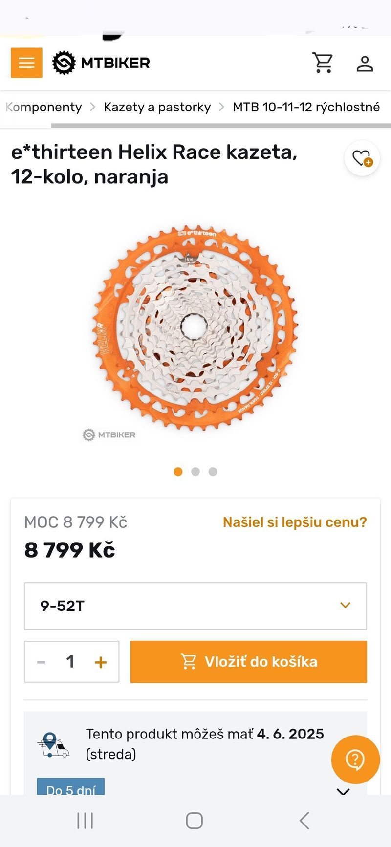 Nova Kazeta E*thirteen Helix Race 12s 9-52T Naranja