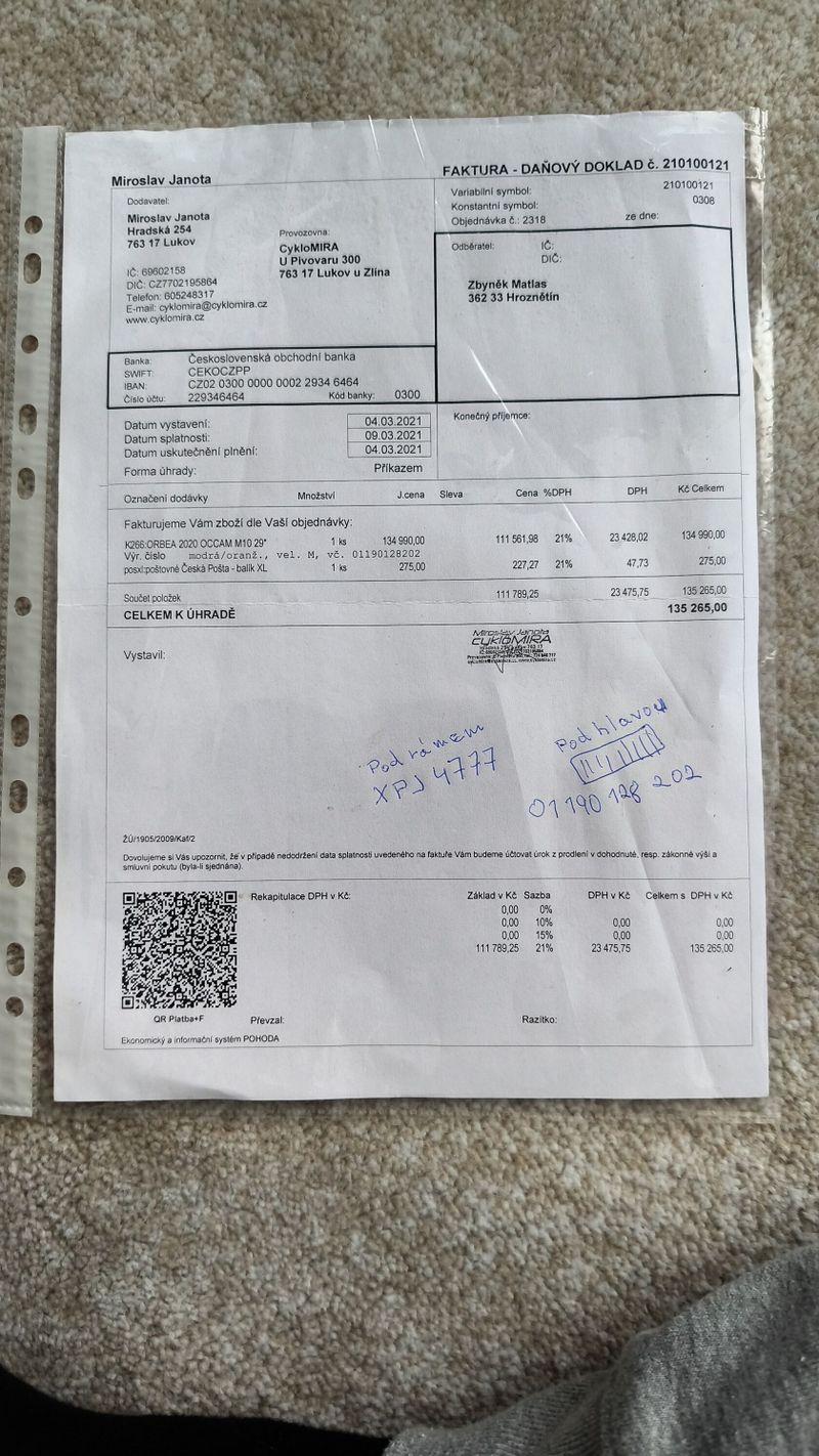 Prodám Orbea Occam M10 velice zachovalý a udržovaný bike