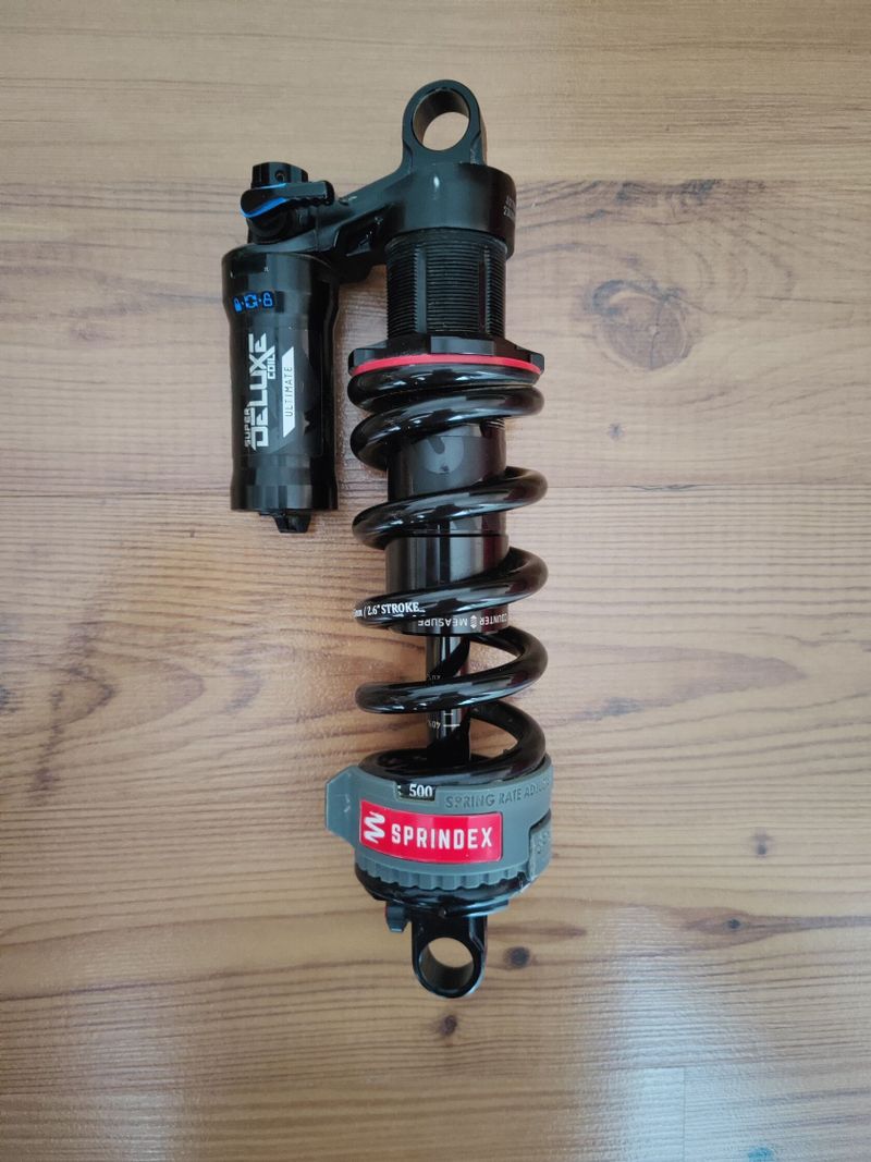 Rock Shox super Deluxe coil ultimate 230x65 + pružina Sprindex 450-500 lb. nastavitelná 