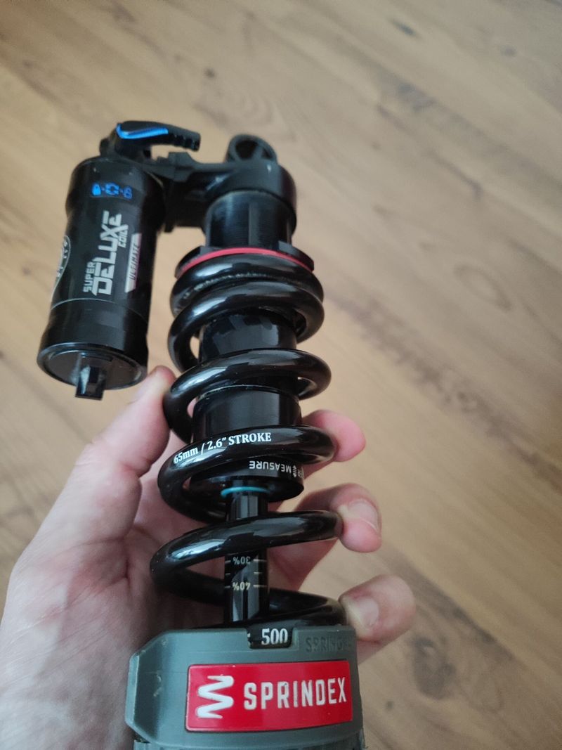 Rock Shox super Deluxe coil ultimate 230x65 + pružina Sprindex 450-500 lb. nastavitelná 