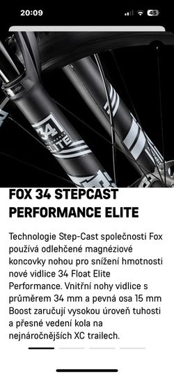 Fox 34 performance Elite, Použitá