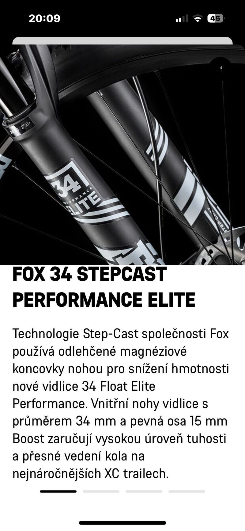 Fox 34 performance Elite, Použitá