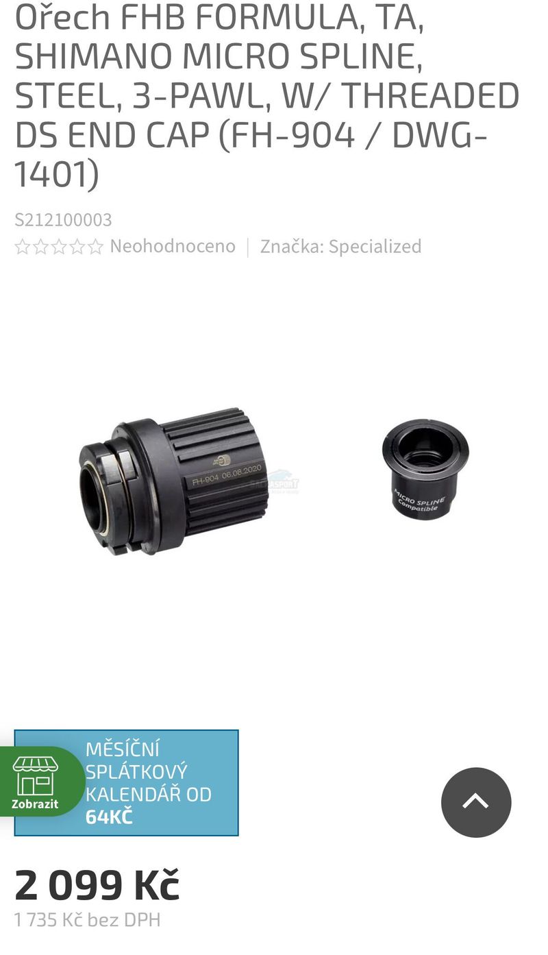 Specialized Ořech FHB FORMULA, TA, SHIMANO MICRO SPLINE