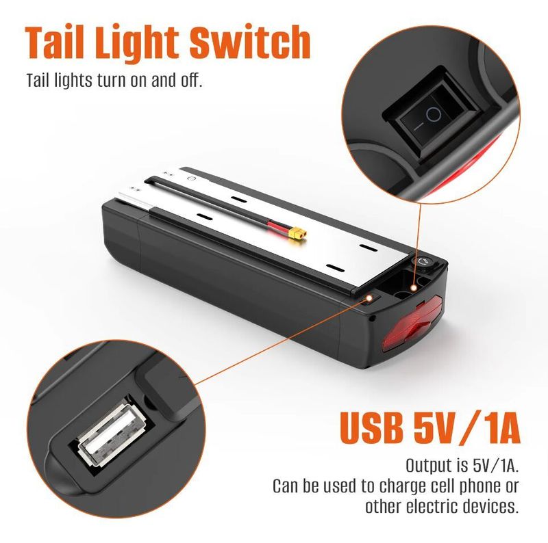Nový 36V36Ah Baterie pro elektrokolo na zadní nosič LG21700 Buňka třídy A BMS 25A Charger 4A