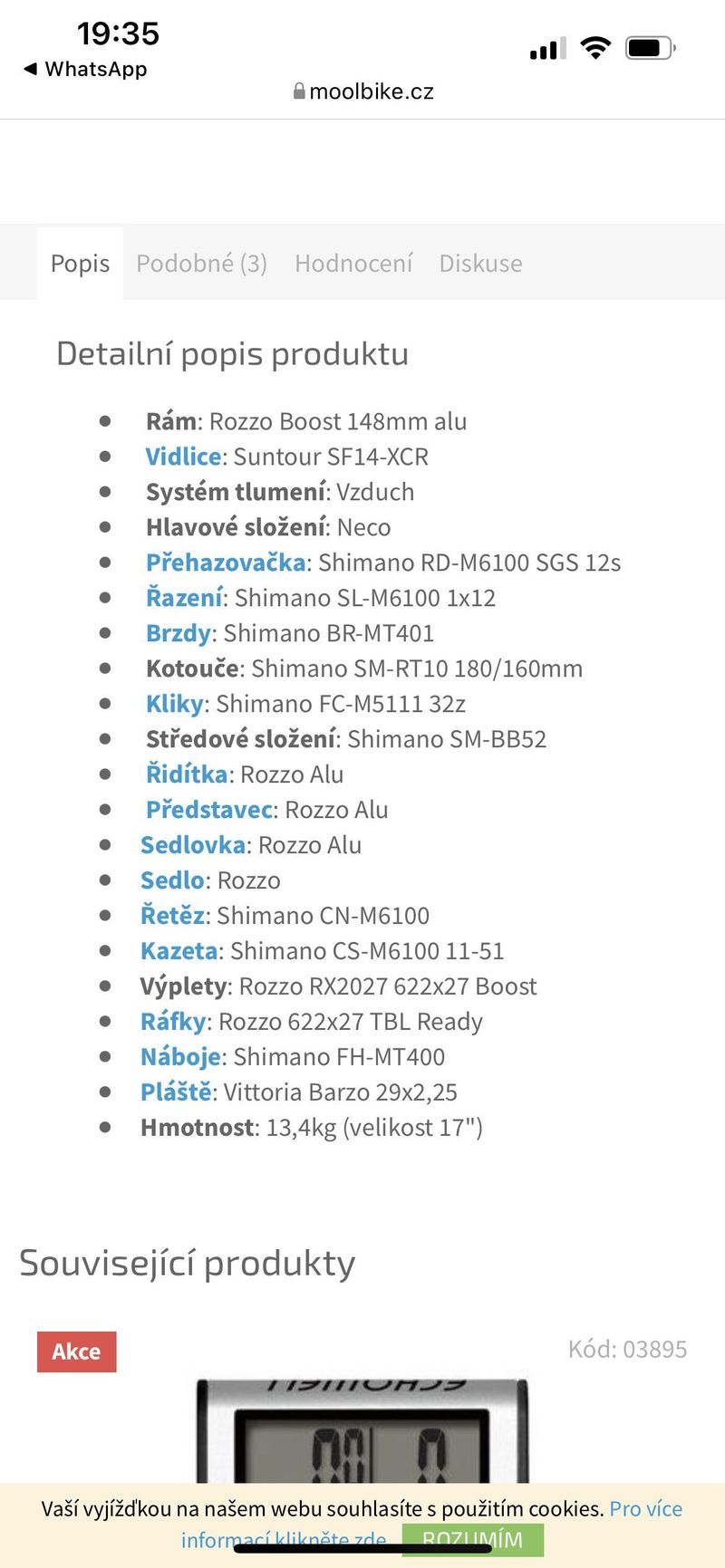 Juniorské kolo Rozzo Boost 40, vel. 17