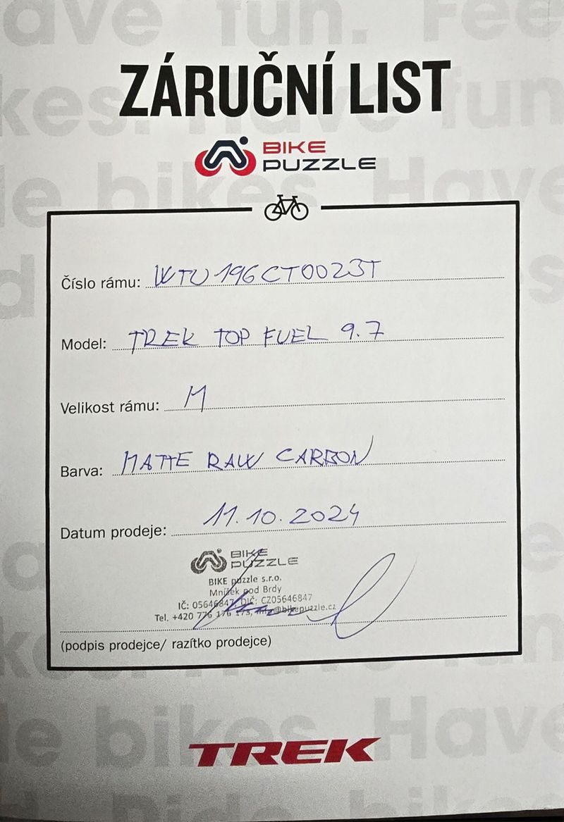 Trek top fuel 9.7 matte raw carbon, M