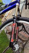 Modro-stříbrná MERIDA BIG AIR Full Al 7005- MTB, XC, sjezd - 1.majitel, pěkný stav 