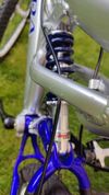 Modro-stříbrná MERIDA BIG AIR Full Al 7005- MTB, XC, sjezd - 1.majitel, pěkný stav 
