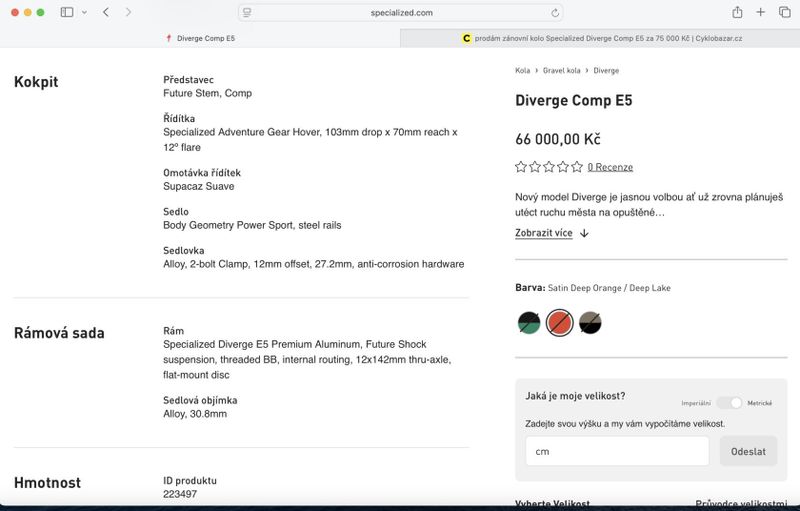 prodám zánovní kolo Specialized Diverge Comp E5