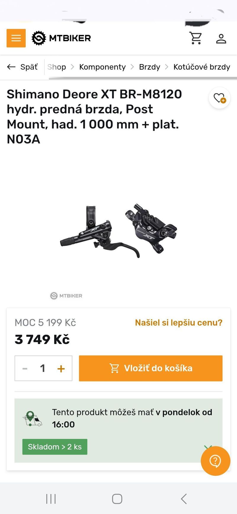 Nové Shimano Deore XT Br-M8120 + N03A IceTech