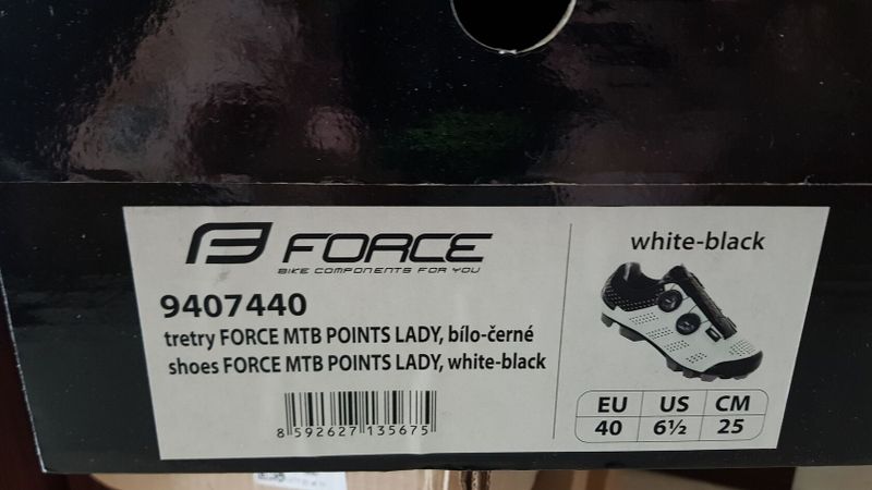 Dámské tretry FORCE MTB POINTS LADY, bílo-černé