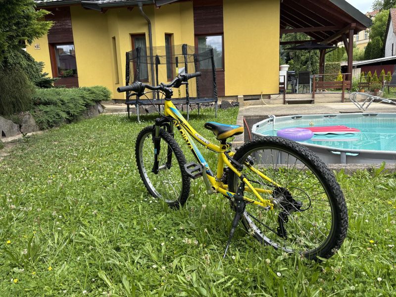 Alpina kolo rám 30s vidlice santour m3010 qa řazení od Shimano