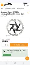 Nové kotúče Shimano Deore XT SM-RT86 IceTech 203mm