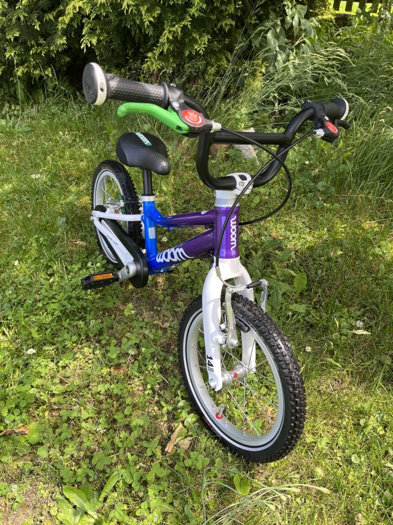 🚲💜 WOOM 2 – dětské kolo 14" – limitovaná barevná edice + příslušenství