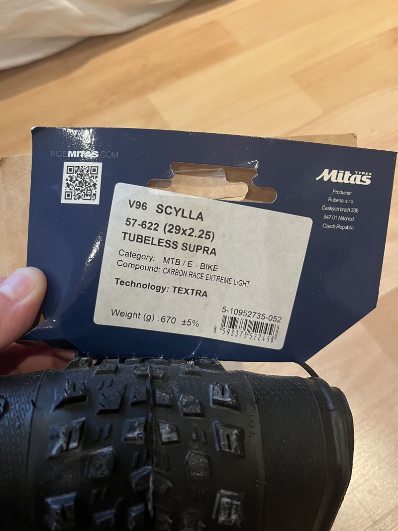 Nový plášť Mitas Scylla tubeless supra 29 x 2,25