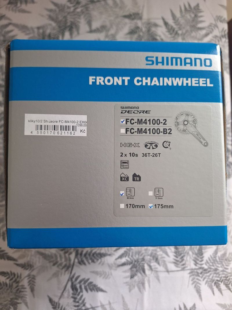 Kliky SHIMANO DEORE FC-M4100 - 2x10 rychlostí - 36/26z - 175mm