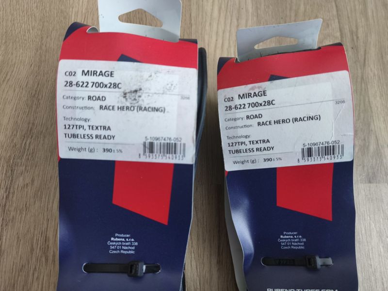 2x Rubena Mirage 28-622, kevlar, tubeless ready