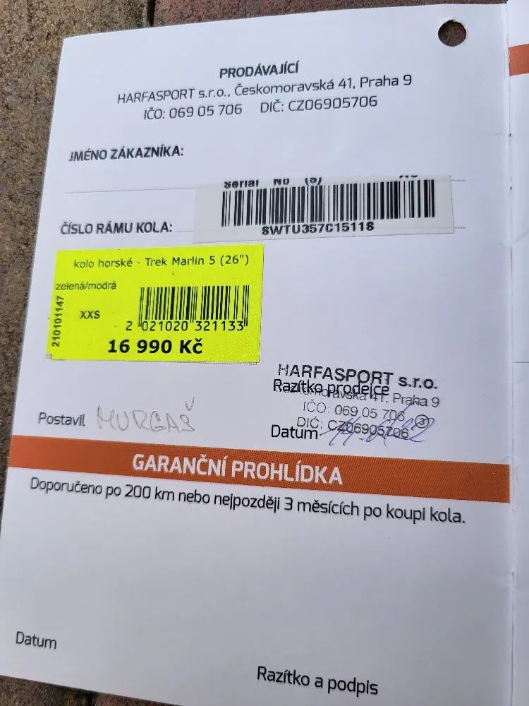 Trek Marlin 26¨ po prvním majiteli