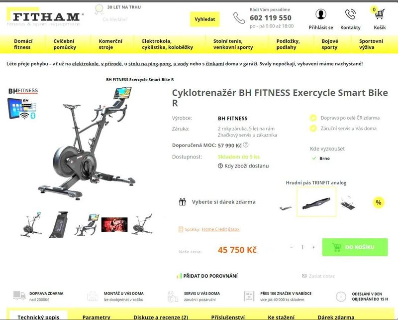 Prodám BH Fitness Exercycle Smart Bike