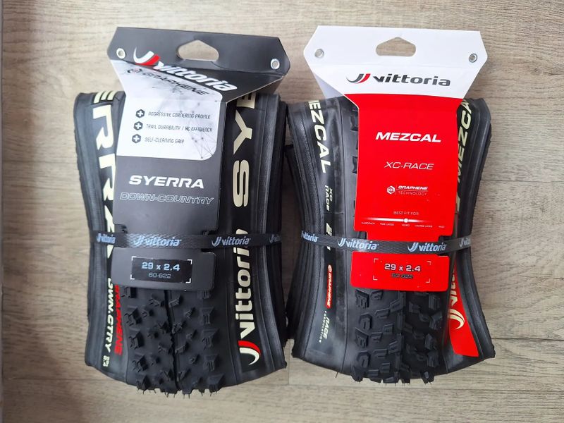 VITTORIA Syerra Graphene 2.0 Tubeless 29 x 2.4, VITTORIA Mezcal XC G2 Race Tubeless 29 x 2.4