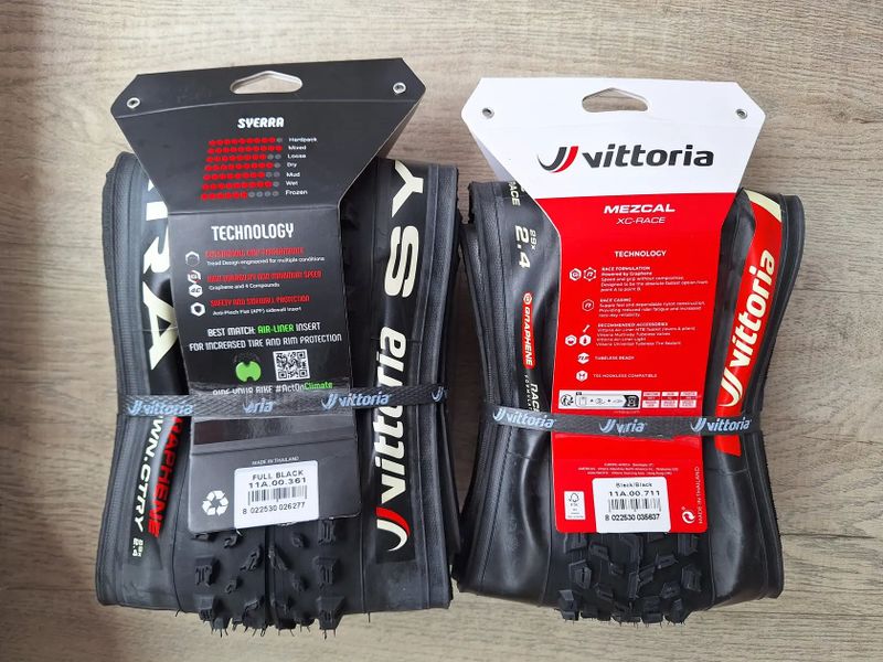 VITTORIA Syerra Graphene 2.0 Tubeless 29 x 2.4, VITTORIA Mezcal XC G2 Race Tubeless 29 x 2.4