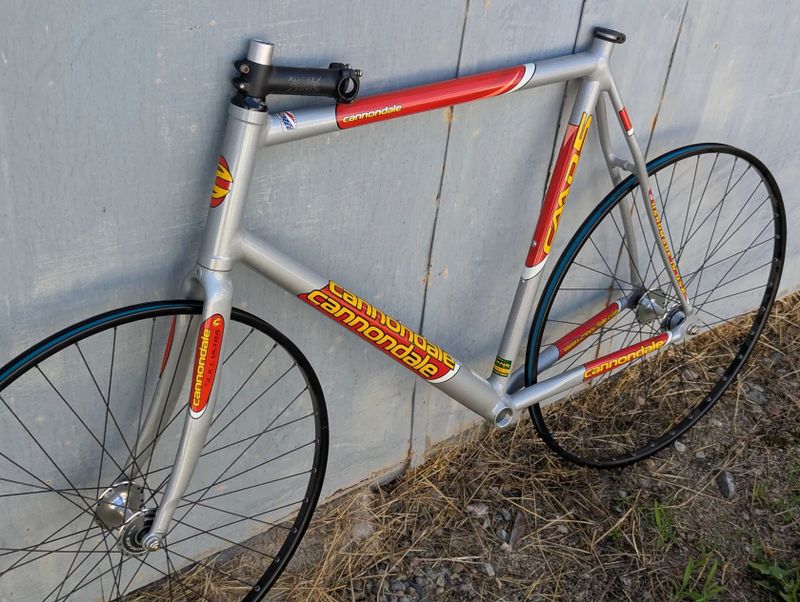 Cannondale Track bike festka fixie 2003 CAAD5, velikost 60, Dura Ace HB-7600 Rigida kola