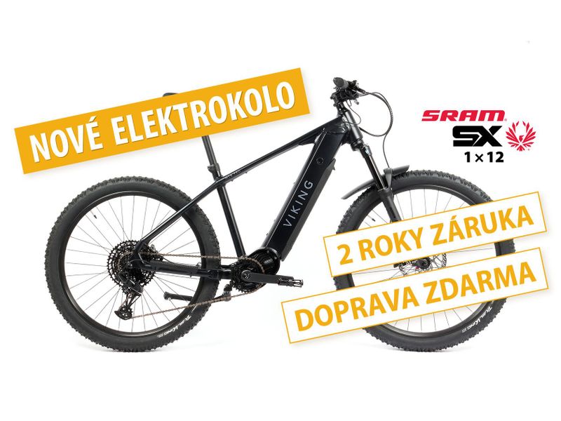 Nové elektrokolo MTB 29" Viking Pro Bafang M500 SRAM SX Eagle 1x12 ve vel. S, M a L - matná černá
