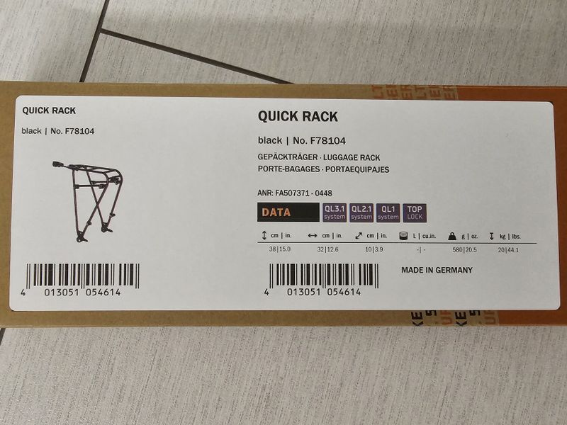 Nový nosič na kolo ORTLIEB Quick Rack M