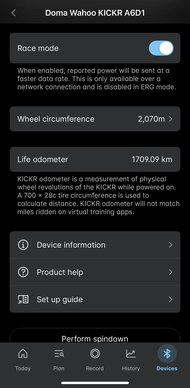 Wahoo Kickr V6 najeto 1700km