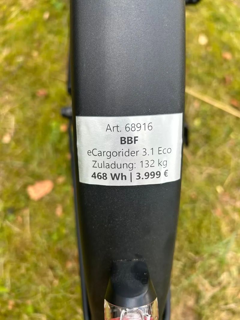 ZÁNOVNÍ nákladní kolo BBF eCargorider 3.1 - ELEKTOKOLO - motor bafang - původní cena 117 000,- 