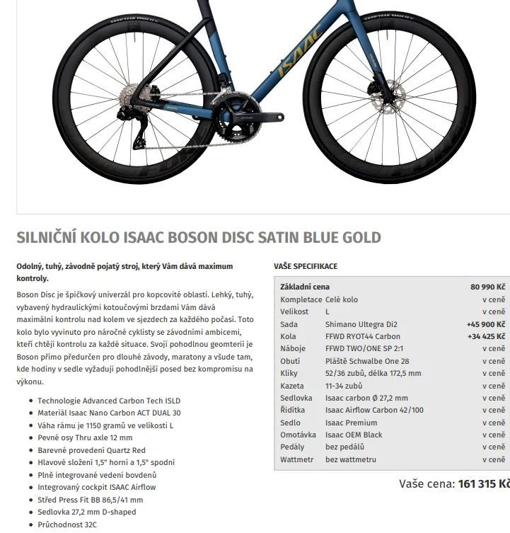 Isaac Boson Satin Blue/Gold Ultegra Di2 L FFWD TYRO