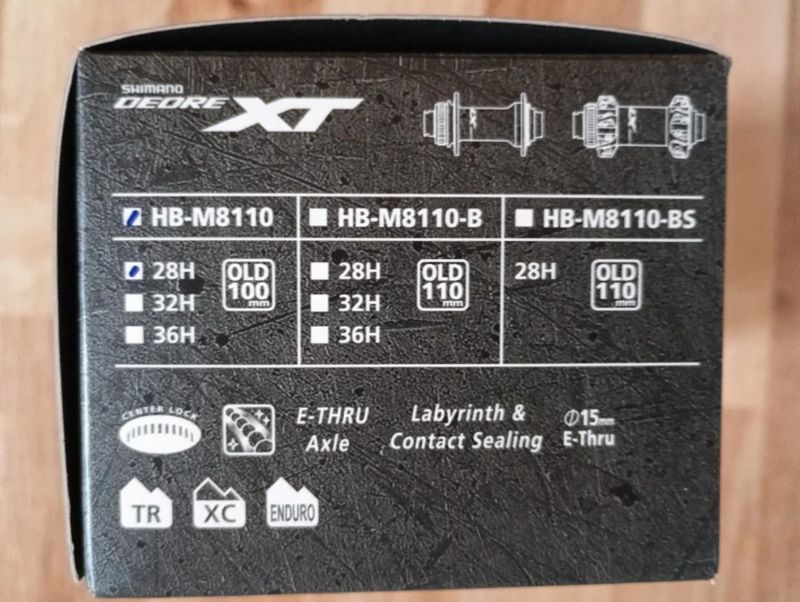SHIMANO XT HB-M8110 28d 15x100 přední náboj