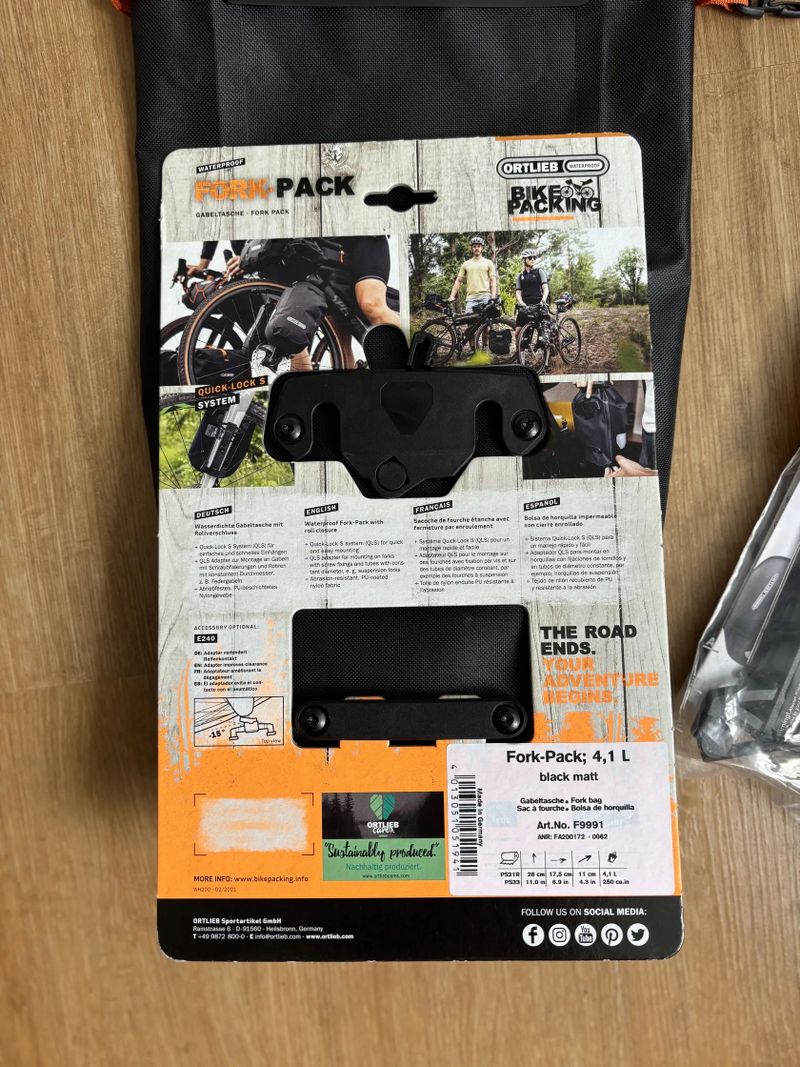 Brašna na vidlici ORTLIEB Fork-Pack - 4.1L - černá