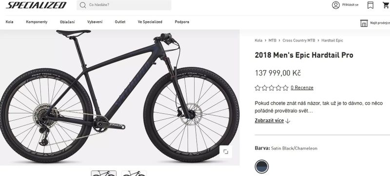 Specialized Epic HT PRO, ideální pro výkonnostní ježdění. - Chotěboř, J. Hradec.