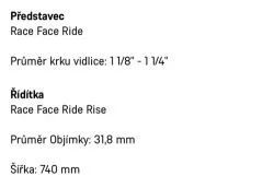 Race face řídítka + představec 