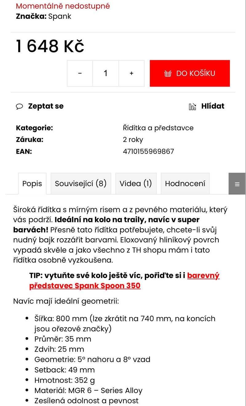 Řídítka Spank Spoon 35 