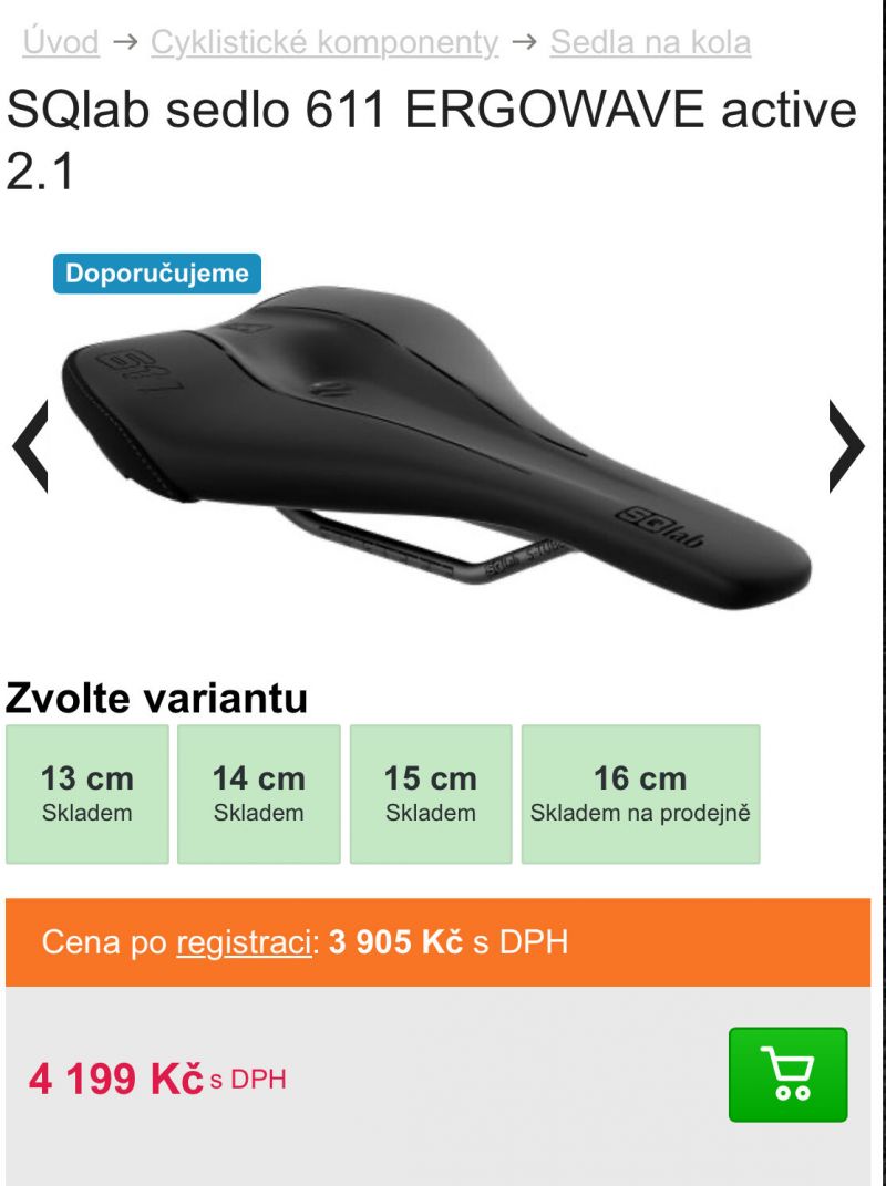 Sedlo SQ Lab 611 Active 13 cm