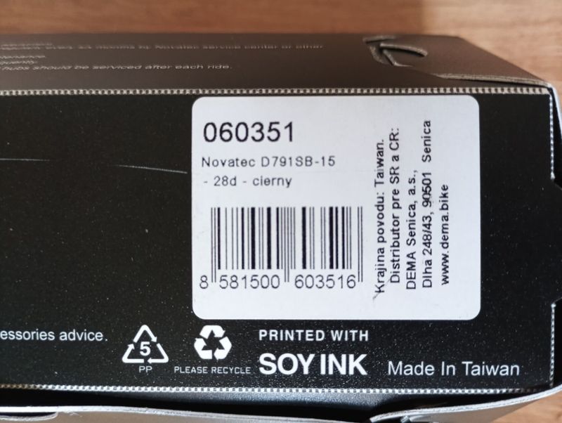  Novatec náboj přední D791SB-15 , 15x100mm 28 děr ráfek
