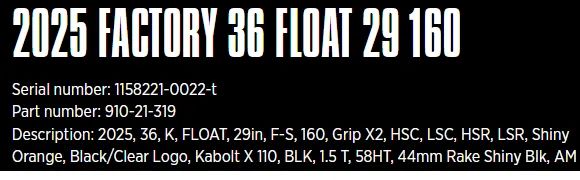 2025 FACTORY 36 FLOAT Grip X2 29 160